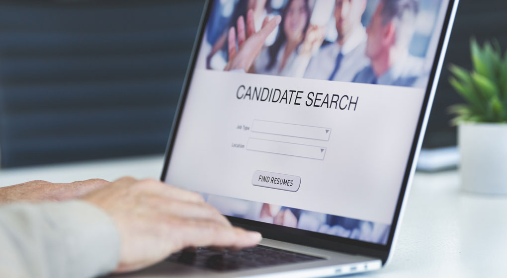 candidate search on laptop