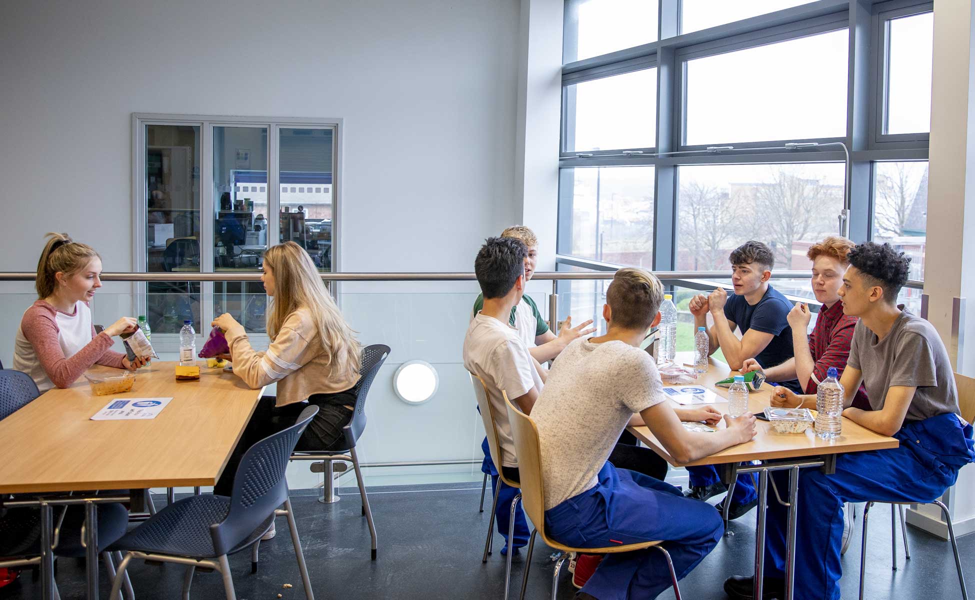 Butchery apprentices in the canteen