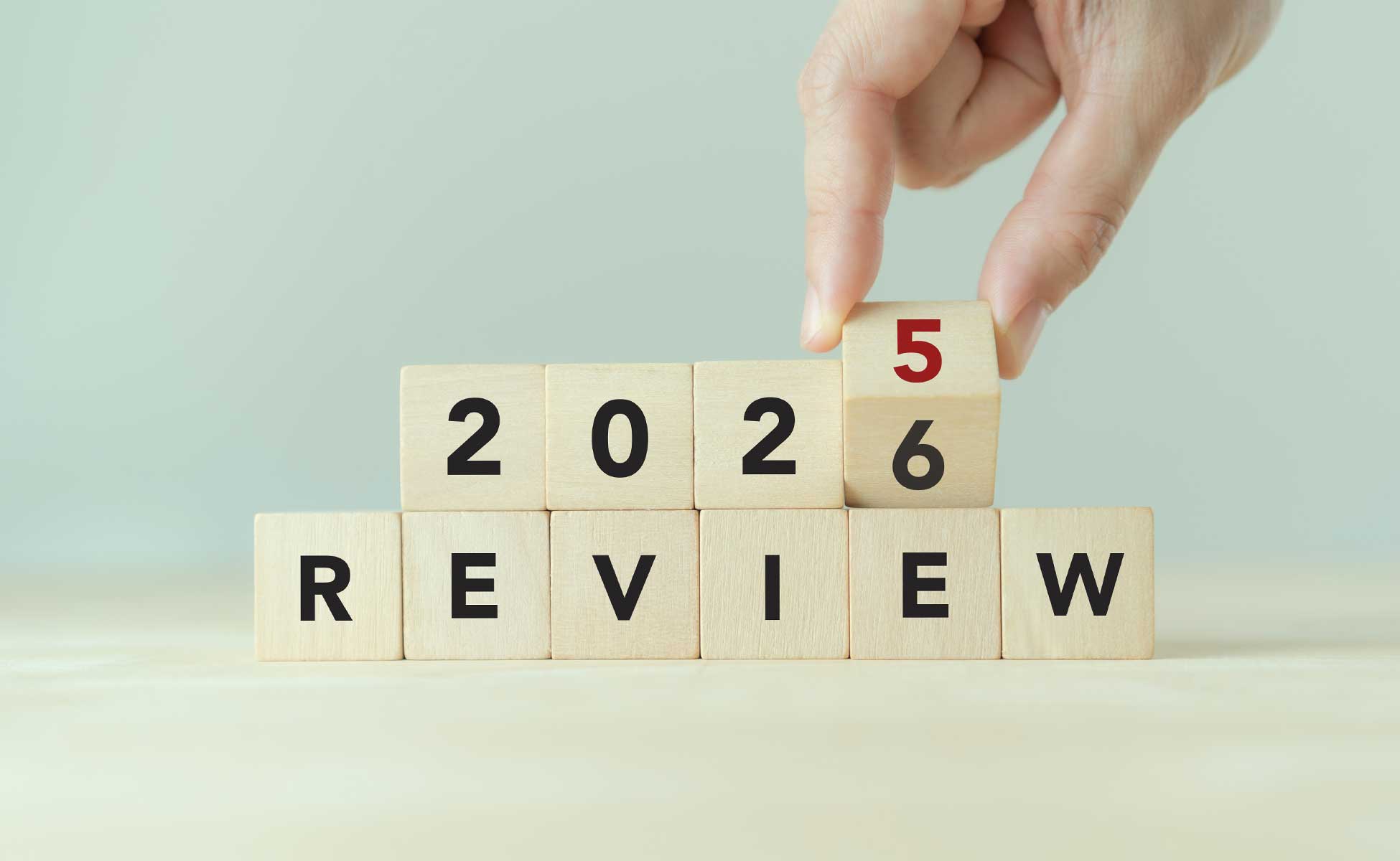 Concept of blocks representing a year in review.